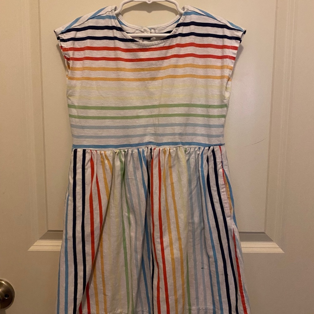 Primary Rainbow Stripe Dress 6/7